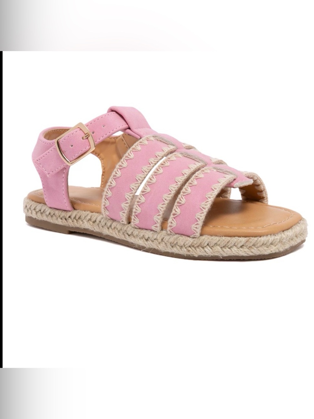 Sugar Girls Pink Braided Espadrille Sandals with Buckle